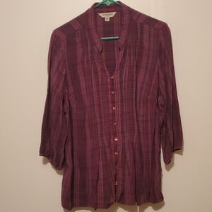 St. John's Bay Plaid Button Down Shirt - Deep Purple